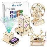 Poraxy 4 in 1 STEM Kits for Kids Age 8-10, Science STEM Projects for Kids 8-12, 3D Puzzles, Educational Craft Building Toys 8-13, Christmas Birthday Gifts for Girls Boys 6 7 8 9 10 11 12 13 Year Old