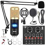 Podcast Equipment Bundle, Audio Interface with Voice Changer and BM800 Condenser Microphone, Recording Studio Package Perfect for Recording, Broadcasting, Live Streaming, YouTube, TikTok (BM800-V8G)