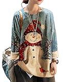 YESNO Ugly Christmas Sweater for Women Funny Snowman Graphic Printed Pullover Sweaters 2XL S01 CR121