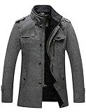 wantdo Men's Long Military Winter Coat Windproof Wool Jacket Thick Grey X-Large