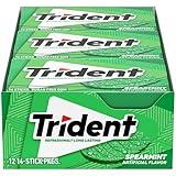 Trident Spearmint Sugar-Free Chewing Gum, 12 Packs of 14 Pieces (168 Total Pieces)