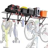 PLKOW Garage Wall Shelving Includes Bike Hooks, Sturdy Adjustable Garage Shelving Wall Mount Garage/Organizer (Black, 2-Pack)
