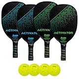 Franklin Sports - Wooden Pickleball Paddle 4 Player Paddle and Ball Set- USA Pickleball (USAPA) Approved
