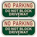 2 Pack No Parking Do Not Block Driveway Sign 12 x 6 Inches Do Not Block Active Driveway Sign Metal Reflective Rust Aluminum Weatherproof UV Protected Easy Mounting Indoor Outdoor Use