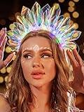 JEAIRTS Light Up Headband Led Crown Headbands Glow Rave Headpiece Flashing Costume Hair Accessories for Women