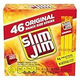 Slim Jim Smoked Meat Sticks, Original Flavor, 6g Protein Per Serving, Snack Size, 0.28 oz. (46 Count)