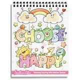 SOUTHERN LOTUS Choose Happy Spiral Coloring Book - Positively Uplifting Quotes, Easy Bold Drawings, Relaxation & Motivation Nourisher Inspiring undefined Art Therapy for Woman