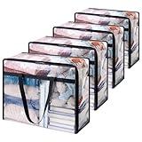 Lifewit 4 Pack Clear Clothes Storage Bags, 40L Plastic Blanket Storage Bag, Vinyl Foldable Moving Bags with Zipper, Closet Organizers and Storage Containers for Bedding, Duvet, Comforter