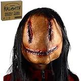 SelfTek Scary Halloween Mask With Wigs - Horror Devil Demon Natural Latex Stitching Woman Ghost Creepy Evil Mask for Masquerade Party Cosplay Props, Themed Party