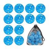 Sukeen Outdoor Pickleball Balls with Mesh Bag, 40 Holes Pickleballs Outdoor, High Bounce Pickle Balls for All Style Pickleball Paddles, Perfect Balanced Pickle Ball Blue 12 Pack