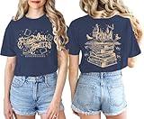 Magical Shirt for Women Wizard Book Shop Shirts Magic School T-Shirt Bookish Graphic Tees Family Holiday Vacation Tops Blue