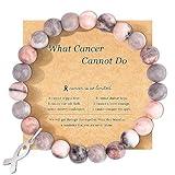 Breast Cancer Bracelets Natural Stone Bead Ribbon Inspirational Awareness Bracelets Encouragement Handmade Gifts for Women Best Friend Sister (Pink Zebra)