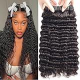 LUXEDIVA 4 Bundles Deal Deep Wave Bundles Human Hair 20 22 24 24 Inch 12A Deep Wave Human Hair Bundles Wet and Wavy Bundles Human Hair Extensions Natural Color