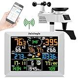 Sainlogic WiFi Weather Station with 8.3 inch Large Display Wireless Weather Station, Indoor Outdoor Remote Monitoring System, Rain Gauge and Temperature Wind Gauge, Wunderground(White)