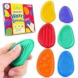 Fidget Toys Sensory Stone for Kids: 6 Pack Textured Soft Worry Stone for Autism Kids Calming - Fidget Stress Toys for Students Anxiety Relief - Small Prizes Fidget Toys