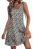 LUXVEER Womens Summer Dresses 2025 Floral Printed Scoop Neck Sleeveless Boho Sundress Flowy Short Mini Beach Cover Up Resort Spring Break Dress
