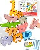 Montessori Toys for 1 2 3 4 Year Old Boys Girls, Toddler Toys Age 2-4, 1 2 3 4 Year Old Girl Boy Birthday Gifts, 10 pack Wooden Animal Blocks Sorting & Stacking Education Toddler Puzzles Toy