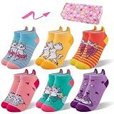 Comfoex Kids Girls Socks Novelty Funny Ankle Socks Colorful Animal Fashion Silly Cartoon Cute Unicorn Cotton Socks 6 Pairs