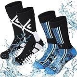 Jeyiour 2 Pairs Waterproof Socks Unisex Waterproof Breathable Outdoor Skiing Hiking Wading Fishing Socks for Men Women(Sporty Style,Medium)