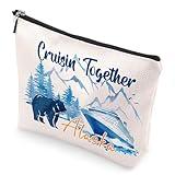 VeloKomo Alaska Gifts Makeup Bag - Portable Waterproof Cruise Travel Souvenir for Women Canvas Cosmetic Bag for Toiletry Make Up Essentials Aesthetic Small Pouch Trip Must Haves Birthday Gift for Girl