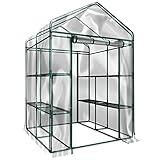 Greenhouse - Walk in Greenhouse with 8 Sturdy Shelves and PVC Cover for Indoor or Outdoor Use - 56 x 56 x 76-Inch Green House by Home-Complete