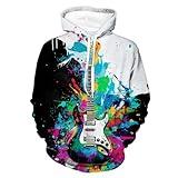 GANMP Guitar Men's Hoodie 3D Printed Pullover Hooded Sweatshirt Cool Outfits With Pockets 2X-Large