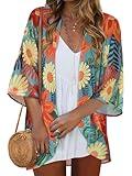 Womens Tops Resort Wear for Women Kaftan Kimono Cardigans Summer Resort Cruise Shirts (Colorful Gardens,L)