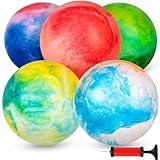 3 otters 5PCS Playground Balls, 15 Inches Marbleized Bouncy Balls Inflatable Kick Balls Dodge Balls with Pump, for Kids Toddlers Indoor Outdoor Sports Games Birthday Party Favors