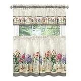 Achim Home Furnishings Garden Blooms Printed Tier & Valance Set - 58x36 Inch Multi