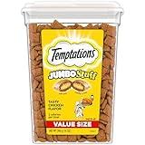 TEMPTATIONS Jumbo Stuff Crunchy and Soft Cat Treats, Tasty Chicken Flavor, 14 oz. Tub, (Pack of 1)