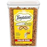 TEMPTATIONS Jumbo Stuff Crunchy and Soft Cat Treats, Tasty Chicken Flavor, 14 oz. Tub, (Pack of 1)