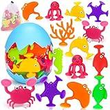 Toddler Suction Cup Bath Toys, Ocean Animal Bath Toys for Kids Ages 1-3 4-8 No Hole Mold Free Bathtub Toys for Toddlers 2-4 3-5 Kids Travel Window Building Toys for 2 3 4 5 Year Old Boys Girls Gifts