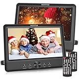 WONNIE 10.5" Two DVD Players Dual Screen for Car Portable CD Player, Play a Same or Two Different Movies with Two Mounting Brackets, 5-Hour Rechargeable Battery, Support USB/SD Card Reader