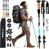 TrailBuddy Trekking Poles - Lightweight, Collapsible Hiking Poles for Snowshoe & Backpacking Gear - Pair of 2 Walking Sticks for Hiking, 7075 Aluminum with Cork Grip