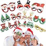 Christmas Glasses Frames12Pcs, Christmas Party Supplies Christmas Decorations Accessories, Christmas Party Favors Holiday Ornaments, Funny Gifts for Christmas Photo Booth Props (One Size Fits All)