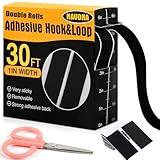 Navona 30Ft x 1 Inch Hook and Loop Strips with Adhesive – Double Rolls of Heavy-Duty Self-Adhesive Tape with Backing, Hook and Loop Tape for Home, Office, School, and Crafting, Black