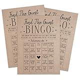 Your Main Event Prints Bridal Shower Game – Find The Guest Bingo, Fun Activities in Kraft Minimalist Style, 50 Cards