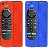 Pinowu Universal Firetv Remote Cover (2pcs) Compatible with Firestick 4K / Fire Stick Lite Alexa Voice Remote with Lanyard (Red and Blue) (NOT for Firestick 4K Max)