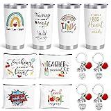 UAREHIBY 12 PCS Teacher Appreciation Gifts in Bulk, 20 OZ Wine Tumbler Teacher Gifts, Graduation Gift with Keychain,Best End of Year Teachers Gift with Cosmetic bag for Women Men