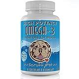 ScruffyPet Pure Omega 3 Wild Fish Oil for Dogs with Vitamin E - Highest EPA & DHA Softgels Available (1000mg) 180ct