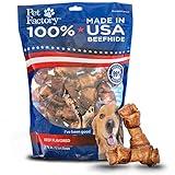 Pet Factory 100% Made in USA Beefhide 4" Knotted Bones Dog Chew Treats - Beef Flavor, 18 Count/1 Pack