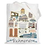 LEVLO Richmond Virginia Canvas Tote Bag Richmond Souvenirs Gifts Virginia Travel Shoulder Bag Virginia Trip Merchandise (Richmond Tote Bag)