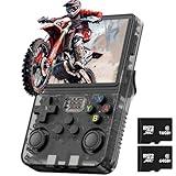 R36S Handheld Game Console, Preloaded with 15000+ Games, Linux System with 32+64G TF Card, Retro Gaming Console 3.5-inch IPS Screen (Black)