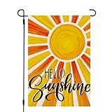 CROWNED BEAUTY Summer Sunshine Garden Flag Double Sided 12x18 Inches Small Burlap Seasonal Welcome Yard Decoration for Outside Porch CF1790-12