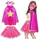 iROLEWIN Kids-Superhero-Cape and Mask TuTu for Girls Super Hero Costume as Toddler Dress-Up Clothes School Play Party Gifts