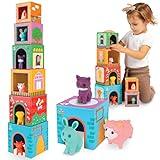 Play Brainy Farm Animal Sorting and Stacking Toys for Toddlers Ages 1-3 - 6 Sets of Animal Stacking Blocks Toddler Toys for Girls and Boys for Preschool Concepts & Early Learning Baby Gifts