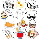 24 Pcs Chef Hanging Swirls, Chef Birthday Party Decorations, MasterChef Cook Party Decorations for Cooker Kitchen