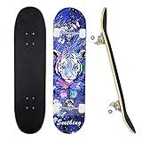 CLYCTIP Complete Skateboards- Standard for Beginners Kids Boys Girls Teenager- 31''x 8''Canadian Maple Cruiser Pro Skate Board