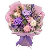HUACHIPLUS Natural Eternal Flowers Gift: Preserved Flowers Bouquet, Anniversary, Birthday, Mom Gifts for her-Flowers for Delivery Prime-Purple Forever flower arrangement (Lilac)