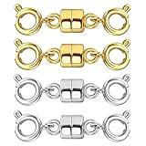 Qulltk Double Magnetic Necklace Clasps and Closures 14K Gold and Silver Bracelet Extender Jewelry Clasps Converters for DIY Jewelry Making